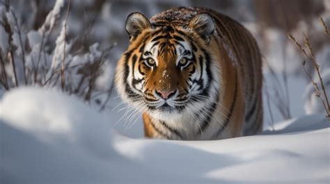 Premium AI Image | A tiger in the snow