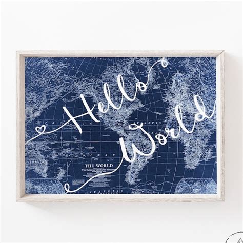 Hello World Map Download - Etsy