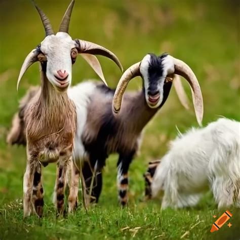 Photo Of A Group Of Goats In The Meadow Then There Is One Goat That