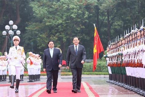 Pm Pham Minh Chinh Hosts Welcome Ceremony For Lao Counterpart