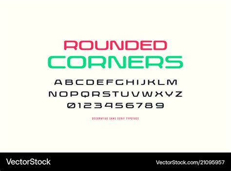 Extended Sans Serif Font With Rounded Corners Vector Image