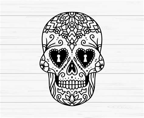 Floral Skull Svg Flower Skull Svg Sugar Skull Silhouette Skull Clipart Sugar Skull Png Sugar