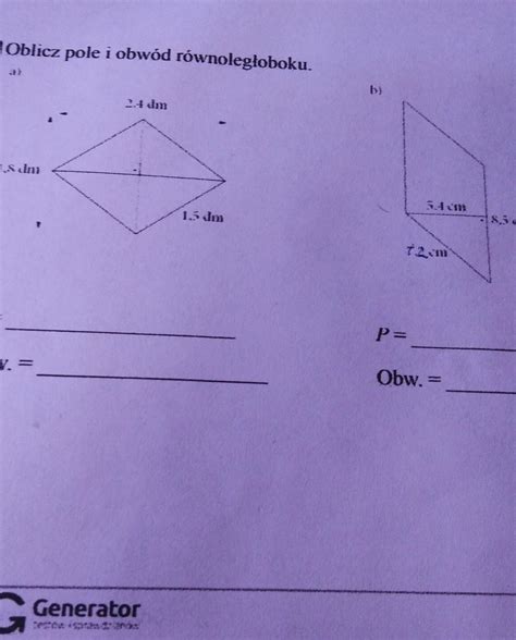 Zad Daje Najjjj Oblicz Pole I Obw D R Wnoleg Oboku Brainly Pl