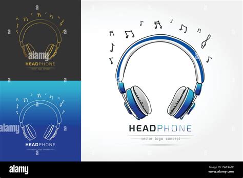 Modern Linear Thin Flat Design The Stylized Image Of Headphone Music