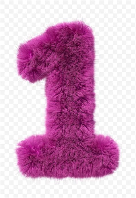 Premium Psd Pink Fur Alphabet Furry Number 1 Isolated