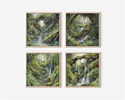 Enchanted Forest Waterfall Digital Download Set of 4 - Etsy