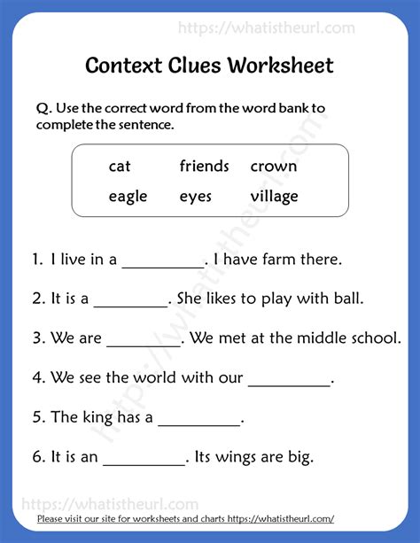 Grade 1 Context Clues Worksheets 1st Grade