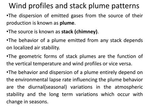 Wind Profiles And Stack Plume Patterns Ppt