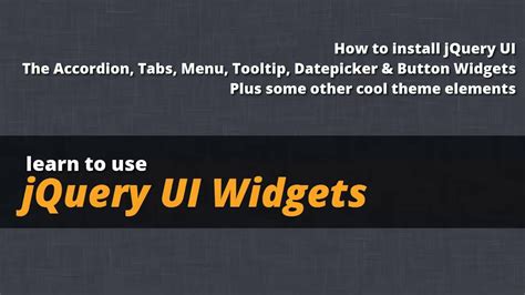 How To Learn Jquery Ui Widgets Youtube