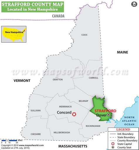 Strafford County Map, New Hampshire