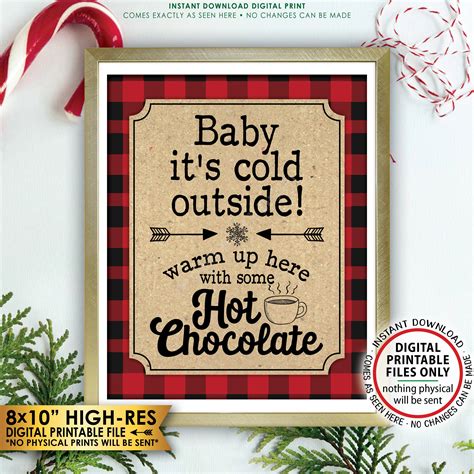 Baby It S Cold Outside Sign Lumberjack Hot Chocolate Sign Warm Up