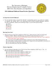 Eecs Additional Midterm Exam Practice Questions Solutions Pdf