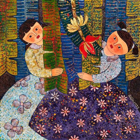 Artist Chau Ai Van Vietnamese Lacquer Paintings On Wood Nguyen Art