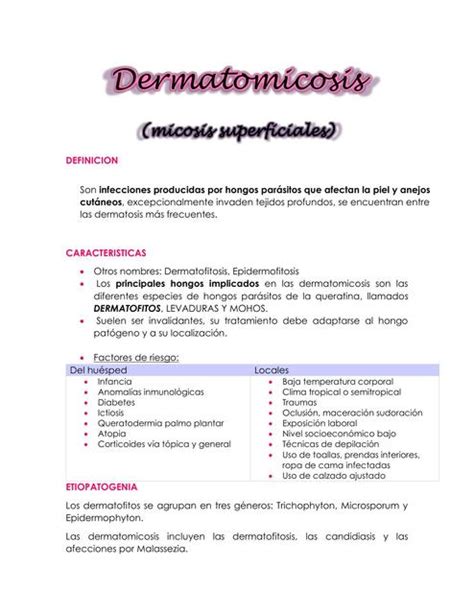 Dermatomicosis Micosis Superficiales UDocz