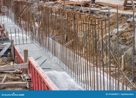 Concrete Steel Reinforcement in Foundation of a New Building Stock Photo - Image of group ...