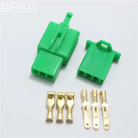 1set 2 8mm 3P Green Electrical Connector Kits 2 8 Mm 3Pin Male Female