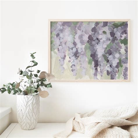 Wisteria Painting Modern Farmhouse Floral Artwork Purple French Country ...