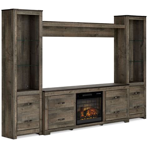 Trinell Entertainment Wall W Fireplace Signature Design Furniture Cart