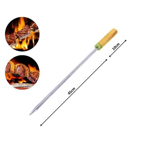 Espeto Simples N2 55cm Para Churrasco Cabo Em Madeira Condor