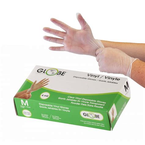 Globe Commercial Products Disposable Powder Free Vinyl Gloves Medium