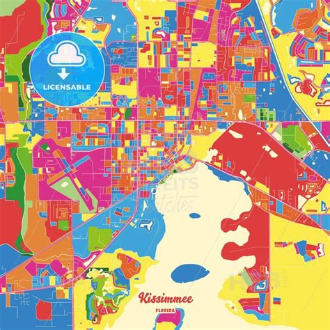 Kissimmee Florida United States Crazy Colorful Map Print Template Colorful Map Map Print