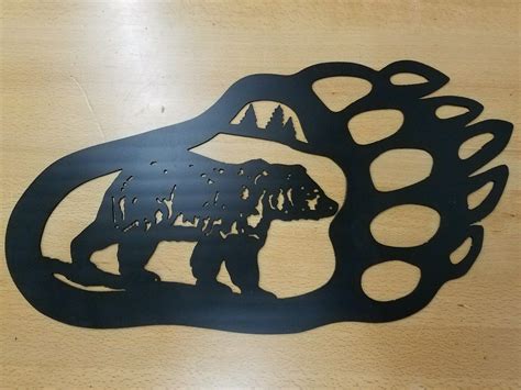 Bear Paw metal wall art wildlife scene plasma cut decor gift idea - Gas ...