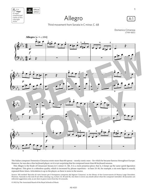 Allegro Grade 5 List A1 From The Abrsm Piano Syllabus 2023 And 2024