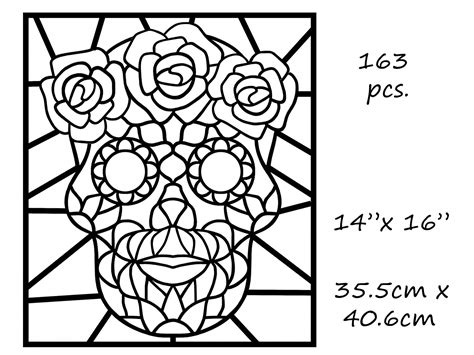 Sugar Skull Stained Glass Pattern For Post Halloween Day Of Etsy