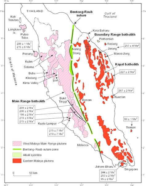 Geological Map Of Peninsular Malaysia Modified After Cobbing Et Al