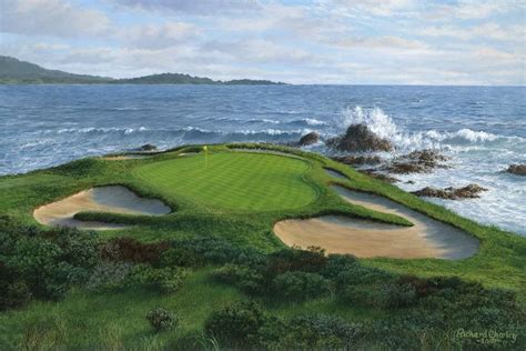 Pebble Beach 7th Hole Original Oil Painting Size 20 X 30 Framed