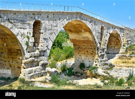 Roman Bridge French Historic Ancient Monument Stone Arch Bridge Pont