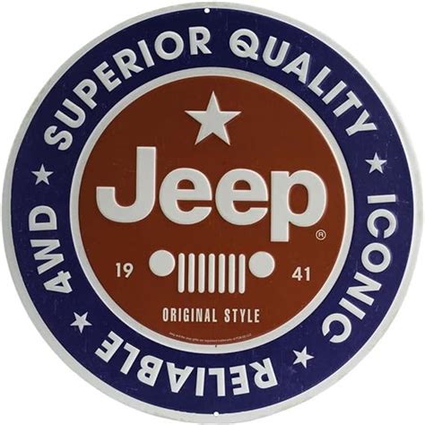 Open Road Brands Jeep Round Embossed Metal Sign Vintage