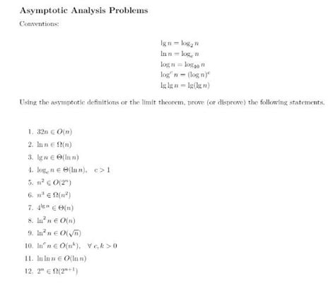 Solved Asymptotic Analysis Problems Conventions Chegg