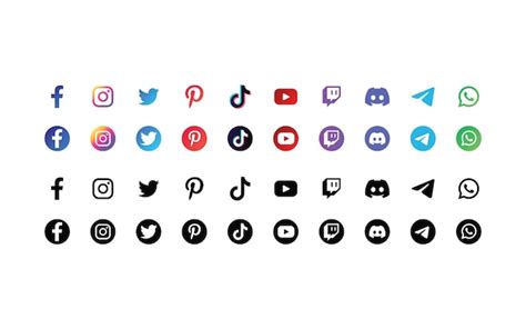 Conjunto De Iconos Y Logotipos De Redes Sociales Vector Premium