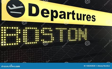 Flight To Boston on International Airport Departures Board. Travelling ...