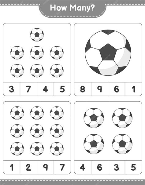 Premium Vector Counting Game How Many Soccer Ball Educational