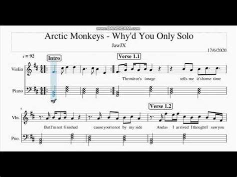 Arctic Monkeys Why D You Only Call Violin Sheet Music YouTube