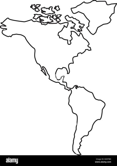 Mapa de América del Norte y del sur continente Imagen Vector de stock