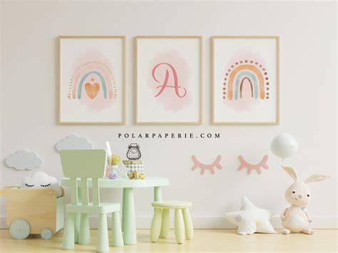 Quadros para Quarto de Menina Arco íris e Letra Elo7