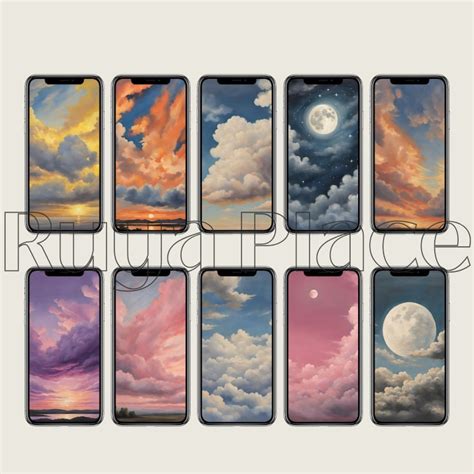 Clouds Wallpapers Set Sky Sunset Wallpaper Aesthetic - Etsy