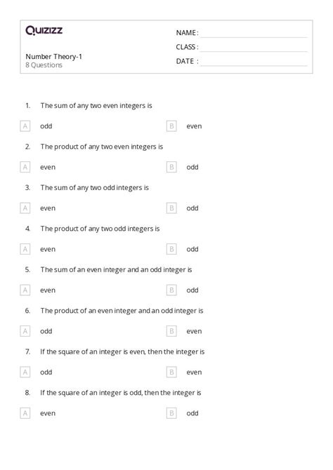 50 Number Theory Worksheets For 6th Class On Quizizz Free And Printable