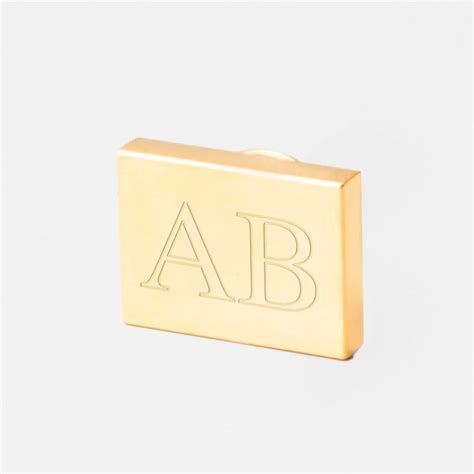 Gold Plated Rectangle Engraved Initials Lapel Pin
