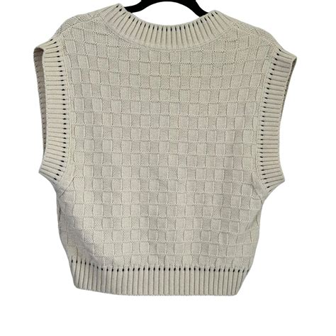 87 New Free People Gambit V Neck Knit Sweater Vest Creamblack