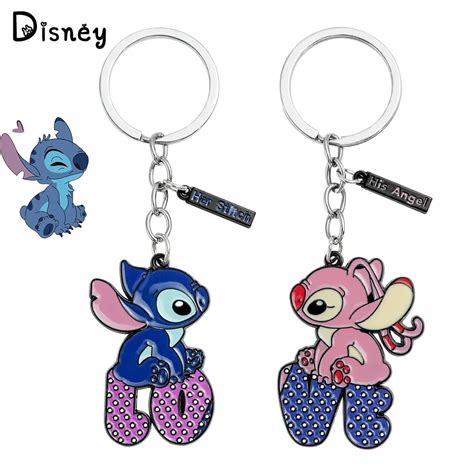 Disney Lilo Stitch Keychain Cute Cartoon Figure Stitch Angel Letter