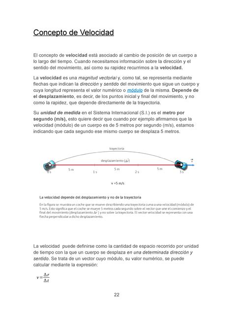 Mecanica Resumen Concepto De Velocidad El Concepto De Velocidad Está Asociado Al Cambio De