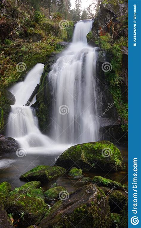 Vertical Shot Of Triberg Waterfalls With Long Exposure In Triberg