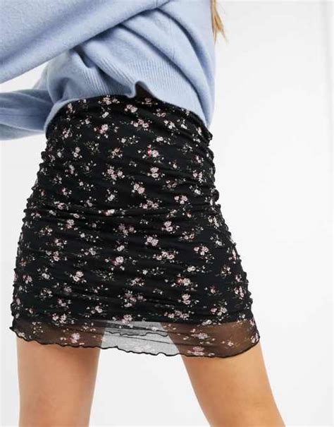 Asos Design Mesh Mini Skirt In Ditsy Floral Print Asos