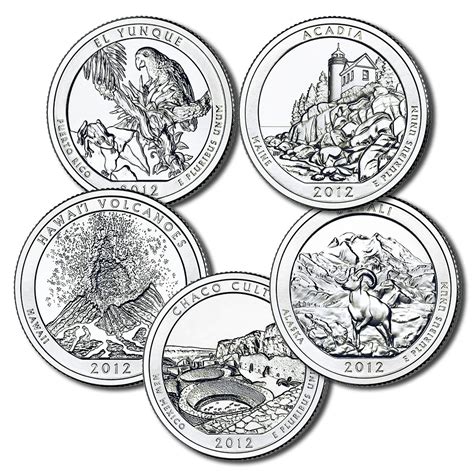 2012 America The Beautiful 5 oz Five Coin Silver Set