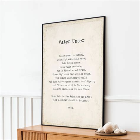 German Lords Prayer Unframed And Framed Quote Print In Etsy Uk