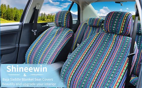 Shineewin Baja Saddle Blanket Car Seat Covers Colorful Stripe Woven Cloth